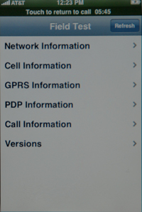 iphone field test menu