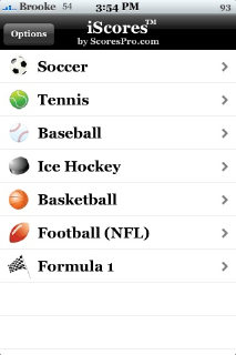 iScores live score for iPhone