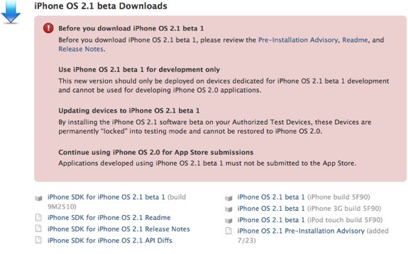 iPhone v2.1 beta