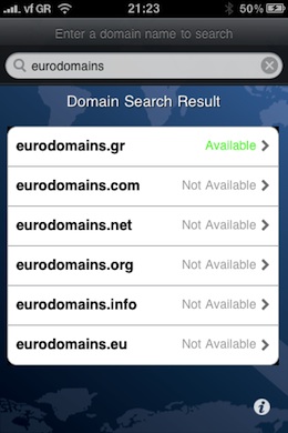 EuroDomains iPhone app