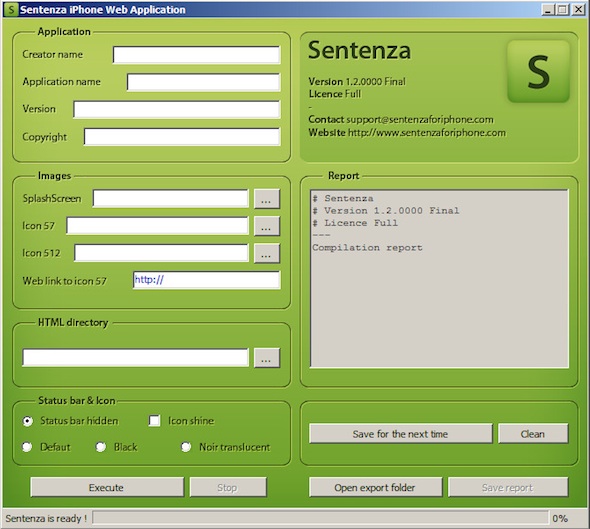 Sentenza Windows WebApp development kit for iPhone OS
