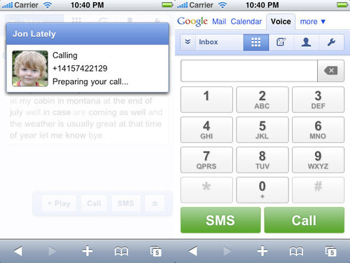Google Voice for iPhone HTML5 Powered