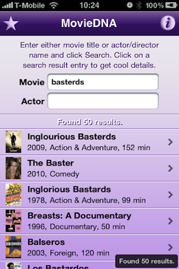 MovieDNA iPhone Appstore