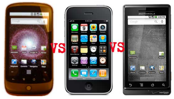 Nexus vs iPhone 3GS vs Motorola Droid