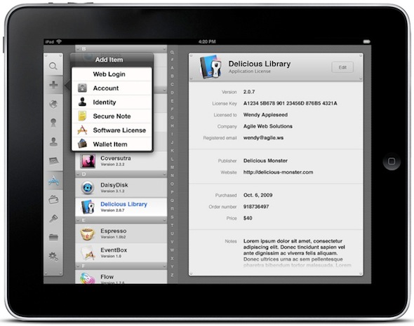 1Password iPad 1Password iPad