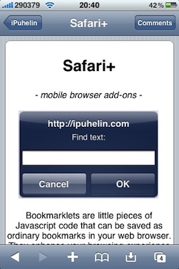 Safari plugins iPhone pic