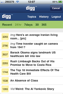 Digg iPhone app