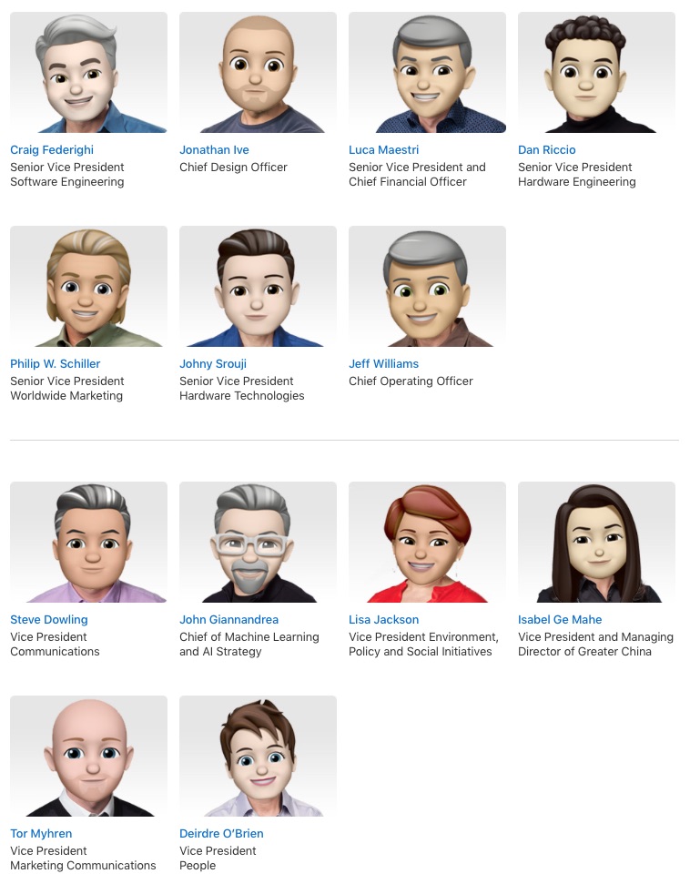 Apple Executive Profiles memoji