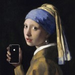 girl with a pearl earring and an iPhone after girl with a pearl earring by johannes vermeer 1665